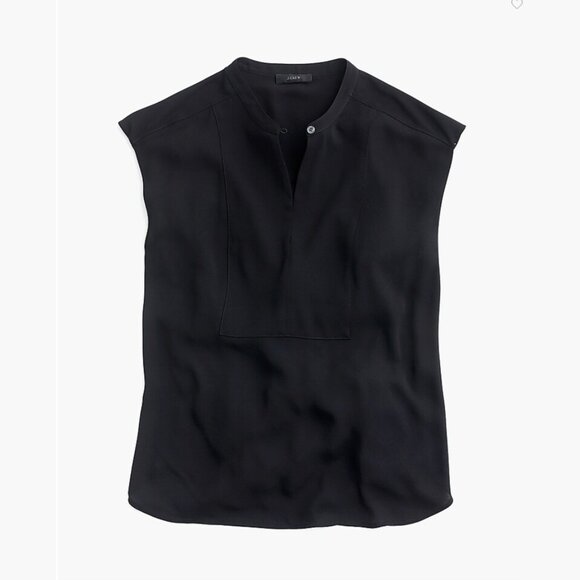 J. Crew Drapey cap-sleeve blouse Black XL - Picture 1 of 6